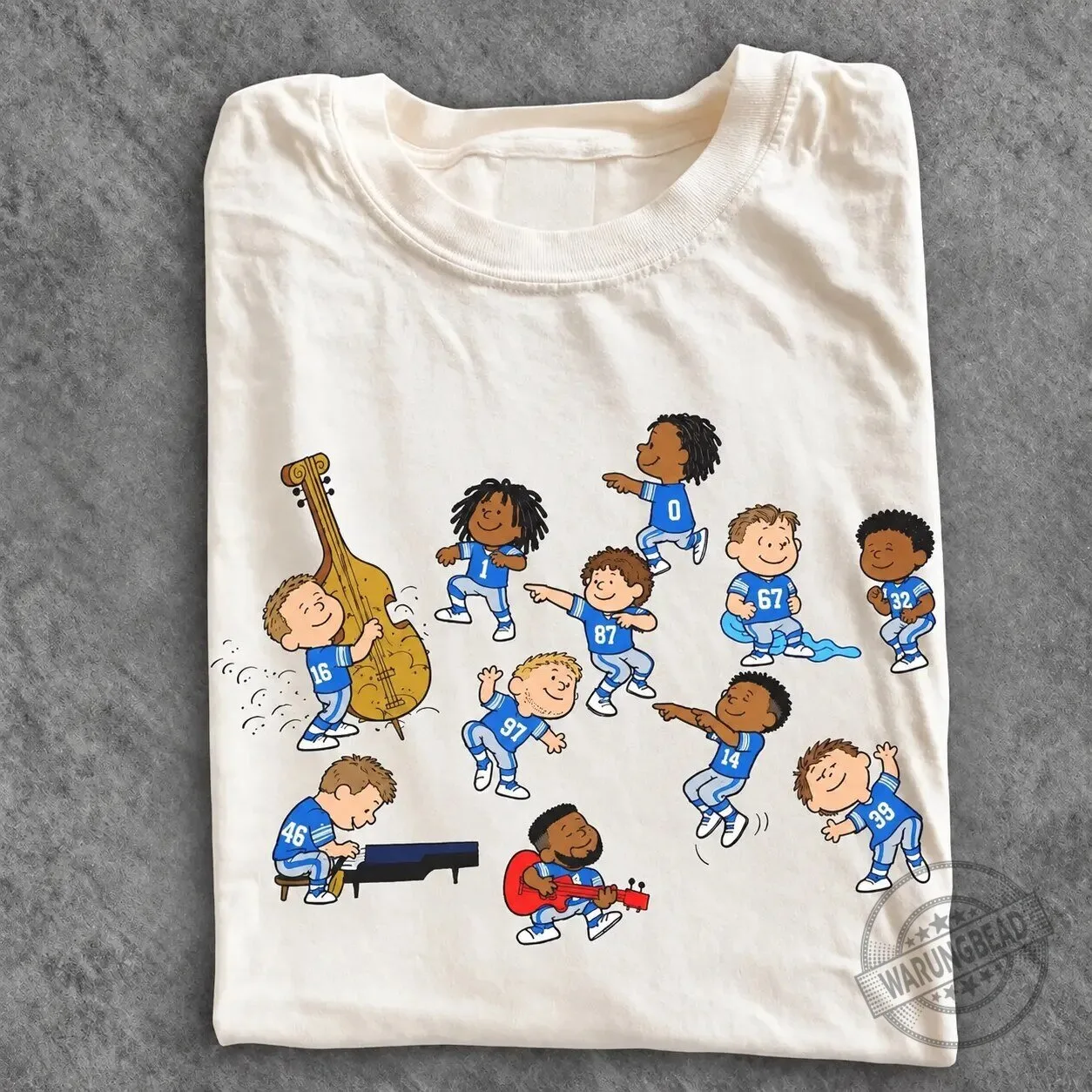 Funny Cartoon Football Players Dancing Music Game Day T-Shirt