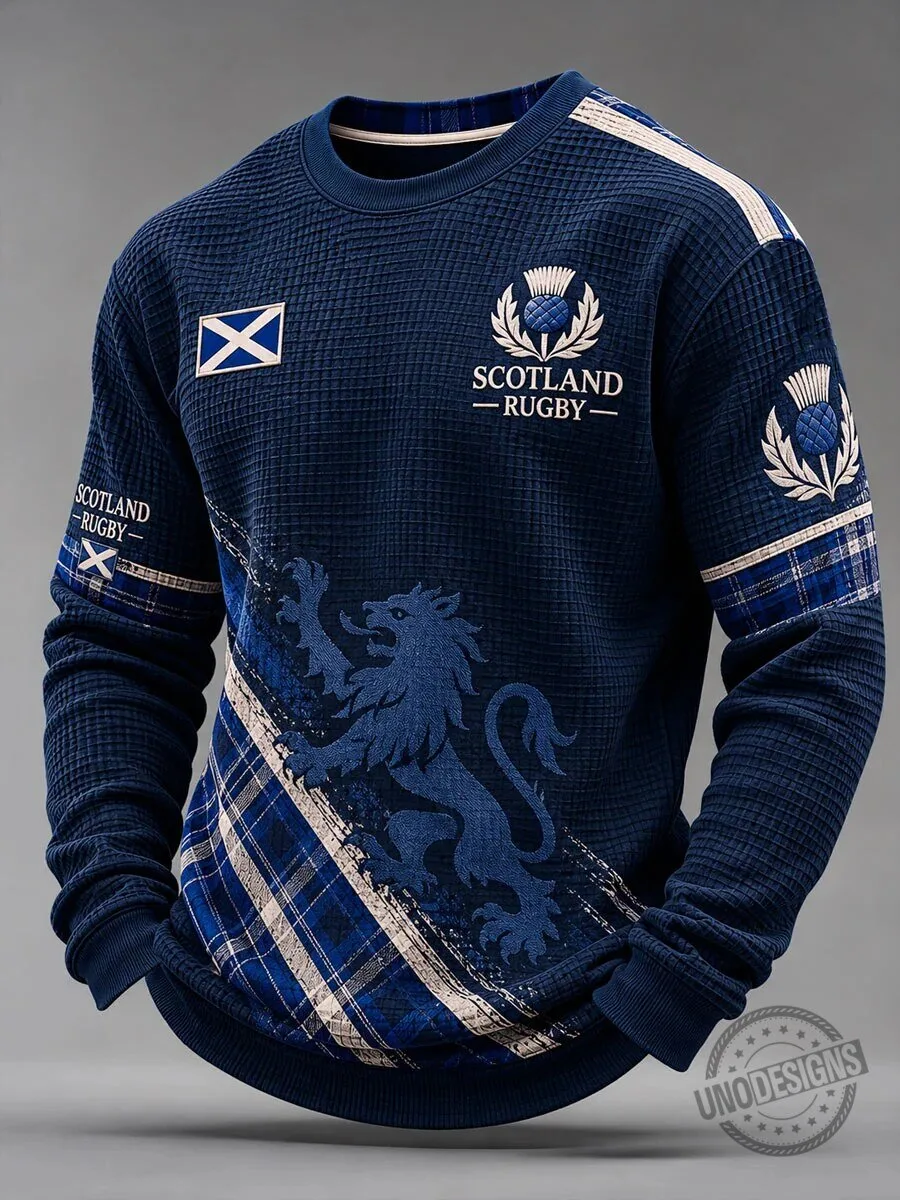 Scotland Rugby Thistle Lion Rampant Tartan Pattern Sweatshirt