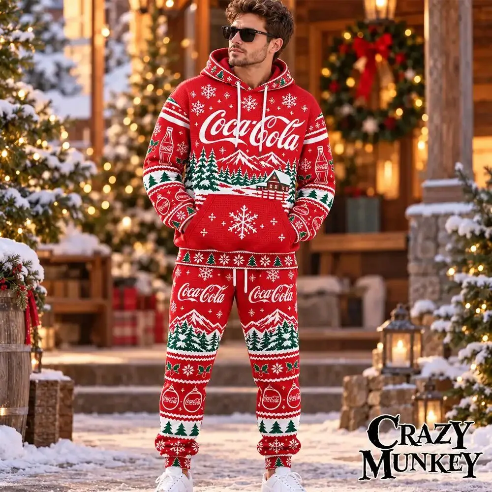 Coca Cola Christmas Snowflake Waffle Hoodie Sweatpants Set | Apparel 3 Coca Cola Christmas Snowflake Waffle Hoodie Sweatpants Set | Apparel