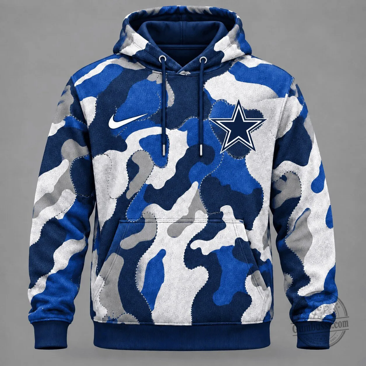 Dallas Cowboys Blue Camouflage Pattern Nike Logo NFL Football Hoodie