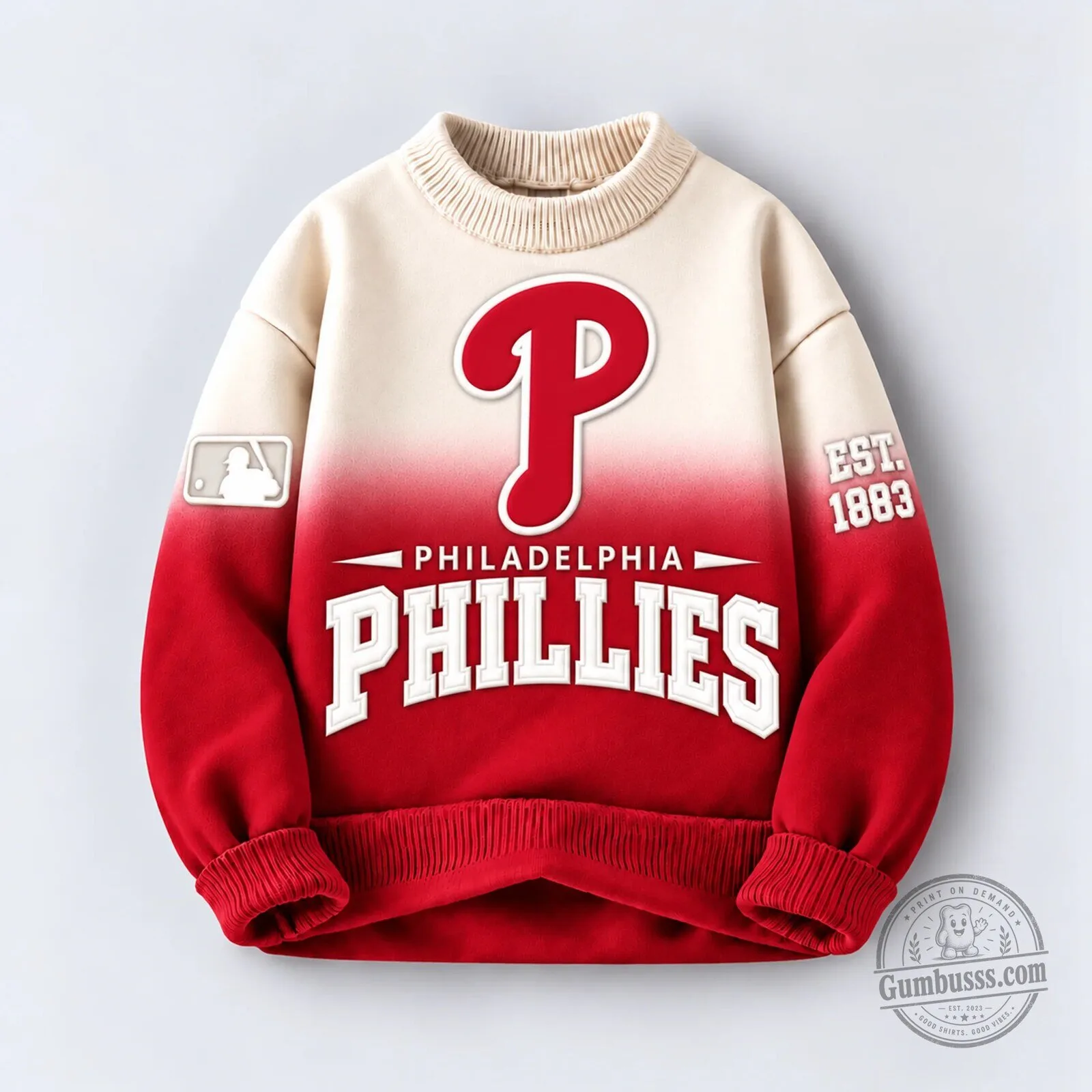 Philadelphia Phillies Major League Baseball Classic Red Ombre Sweatshirt