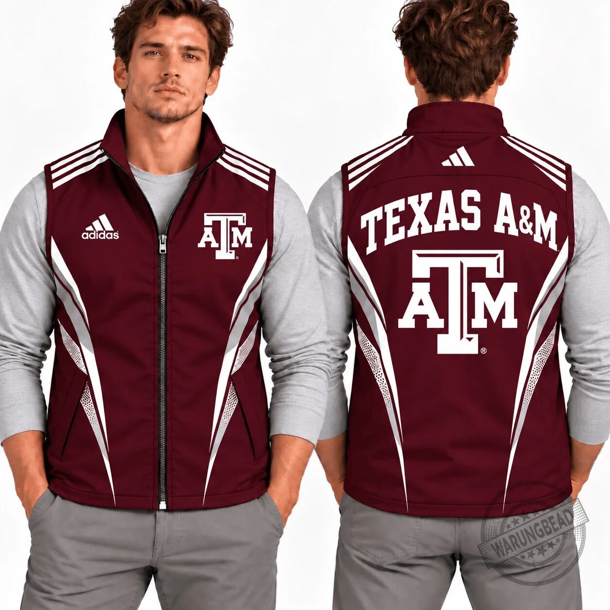 Texas A&M Aggies Adidas Full-Zip Sleeveless Vest NCAA College Apparel 1 Texas A&M Aggies Adidas Full-Zip Sleeveless Vest NCAA College Apparel