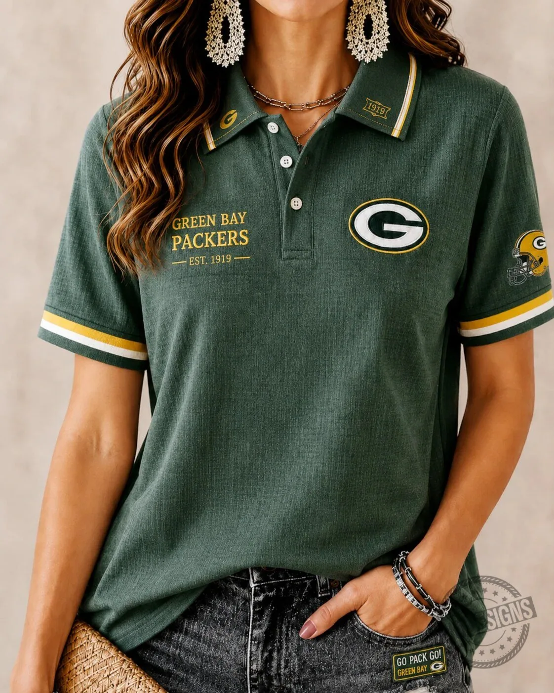 Green Bay Packers Women's Football Team Polo Shirt 2 Green Bay Packers Women