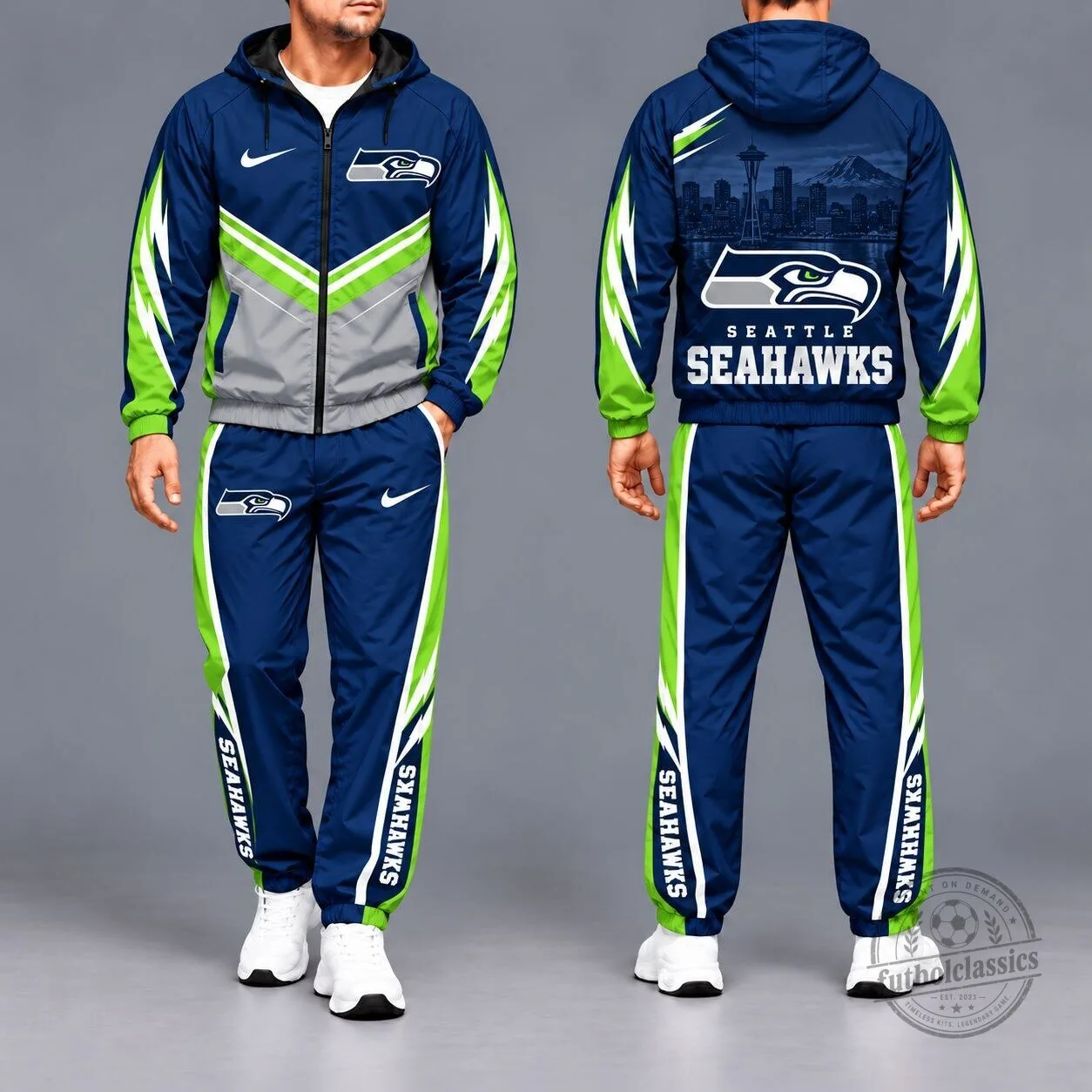 Seattle Seahawks NFL Football Team Hooded Windbreaker Tracksuit Set 1 Seattle Seahawks NFL Football Team Hooded Windbreaker Tracksuit Set