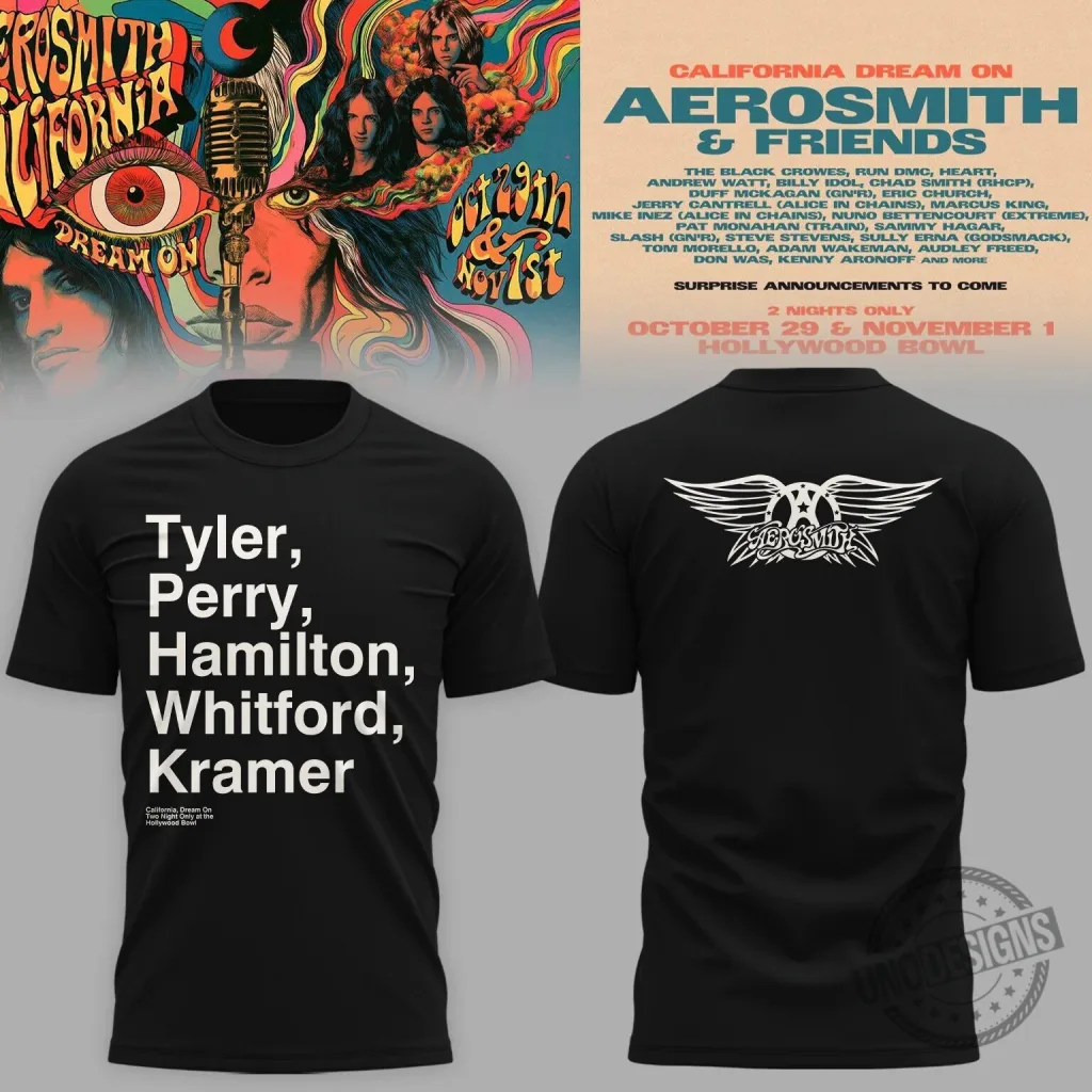 Aerosmith & Friends California Dream On Hollywood Bowl Concert T-Shirt Aerosmith & Friends California Dream On Hollywood Bowl Concert T-Shirt