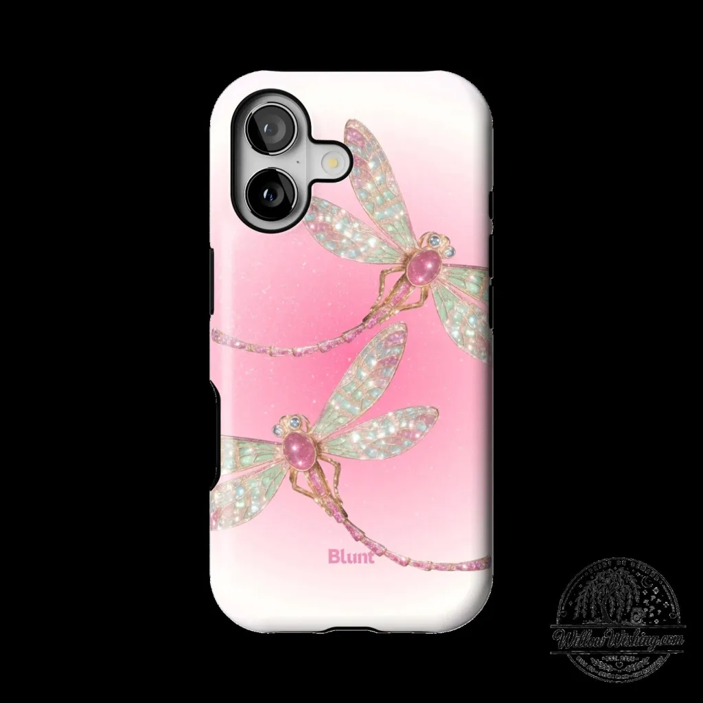 Pink Glitter Dragonfly Pattern iPhone Case for Apple Smartphone Protection Pink Glitter Dragonfly Pattern iPhone Case for Apple Smartphone Protection