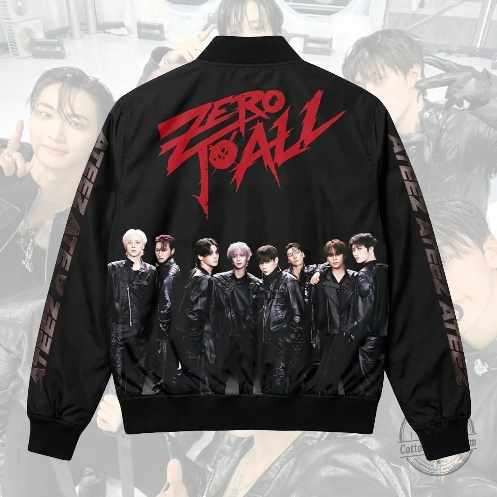 Ateez Zero To All K-Pop Group Album Cover Bomber Jacket for Atiny Fans 5 Ateez Zero To All K-Pop Group Album Cover Bomber Jacket for Atiny Fans