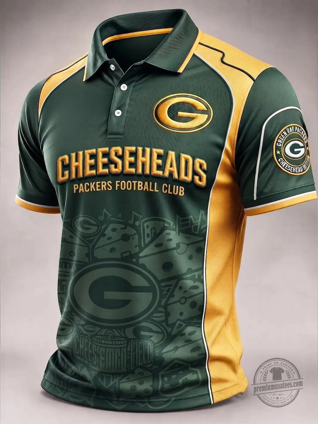 Green Bay Packers Cheeseheads Football Club Polo Shirt for Men 2 Green Bay Packers Cheeseheads Football Club Polo Shirt for Men