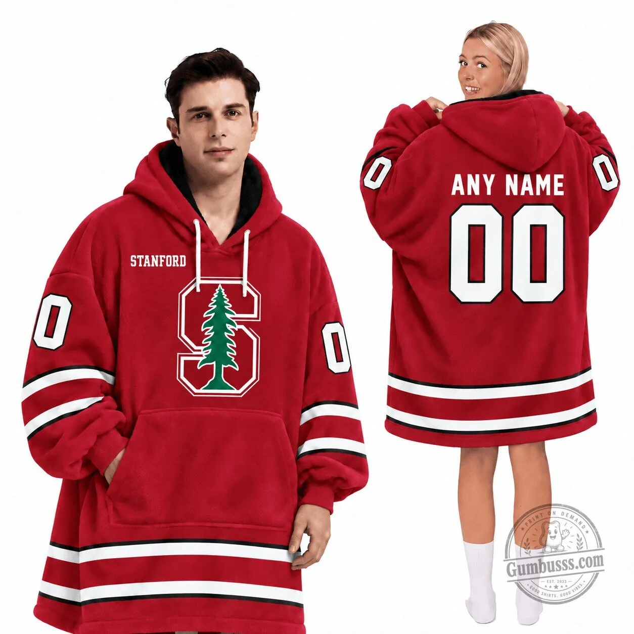 Stanford Cardinal Football Team Oversized Wearable Blanket Hoodie
