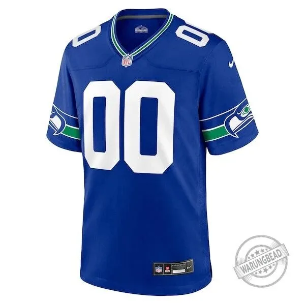 Seattle Seahawks Throwback Custom Royal Blue Football Jersey 6 Seattle Seahawks Throwback Custom Royal Blue Football Jersey