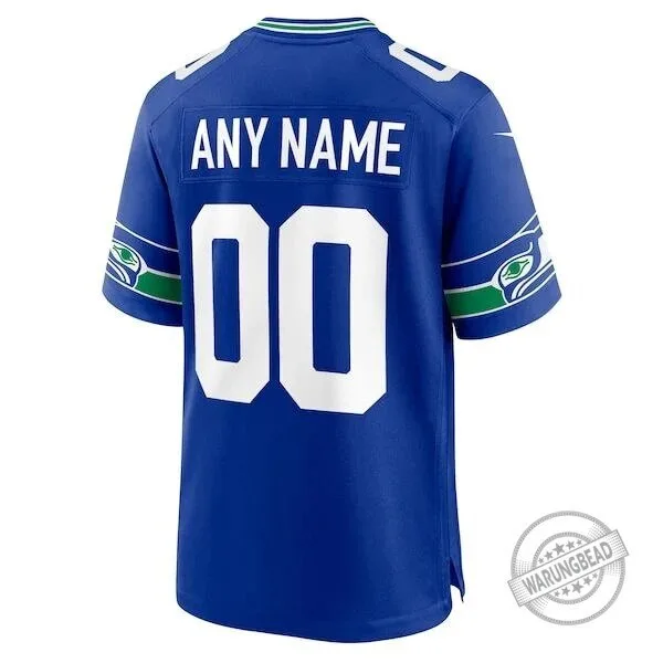 Seattle Seahawks Throwback Custom Royal Blue Football Jersey 7 Seattle Seahawks Throwback Custom Royal Blue Football Jersey