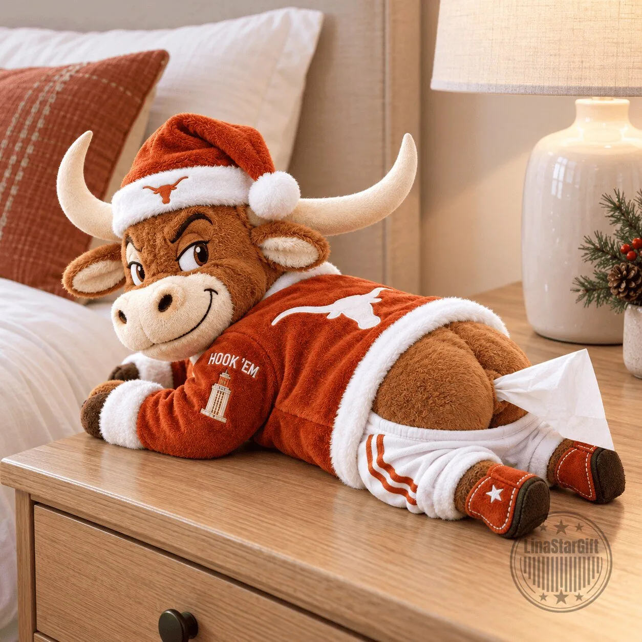 Texas Longhorns Hook 'Em Mascot Christmas Plush Tissue Holder