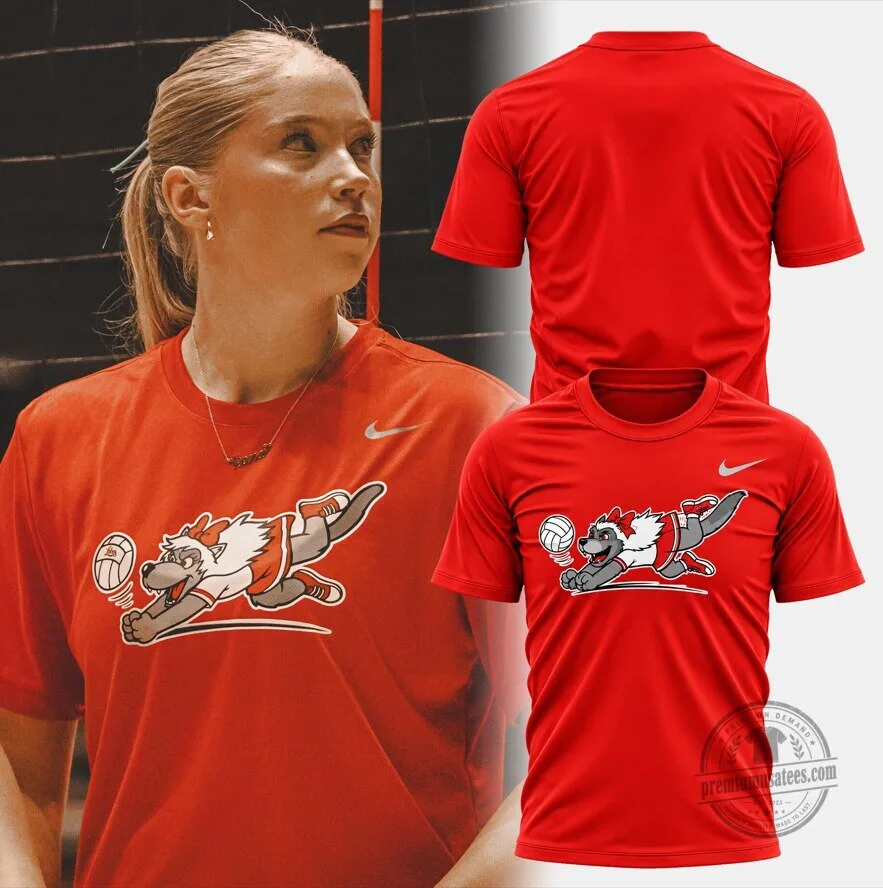 New Mexico Lobos Women's Volleyball Mascot Red Short Sleeve T-Shirt 1 New Mexico Lobos Women