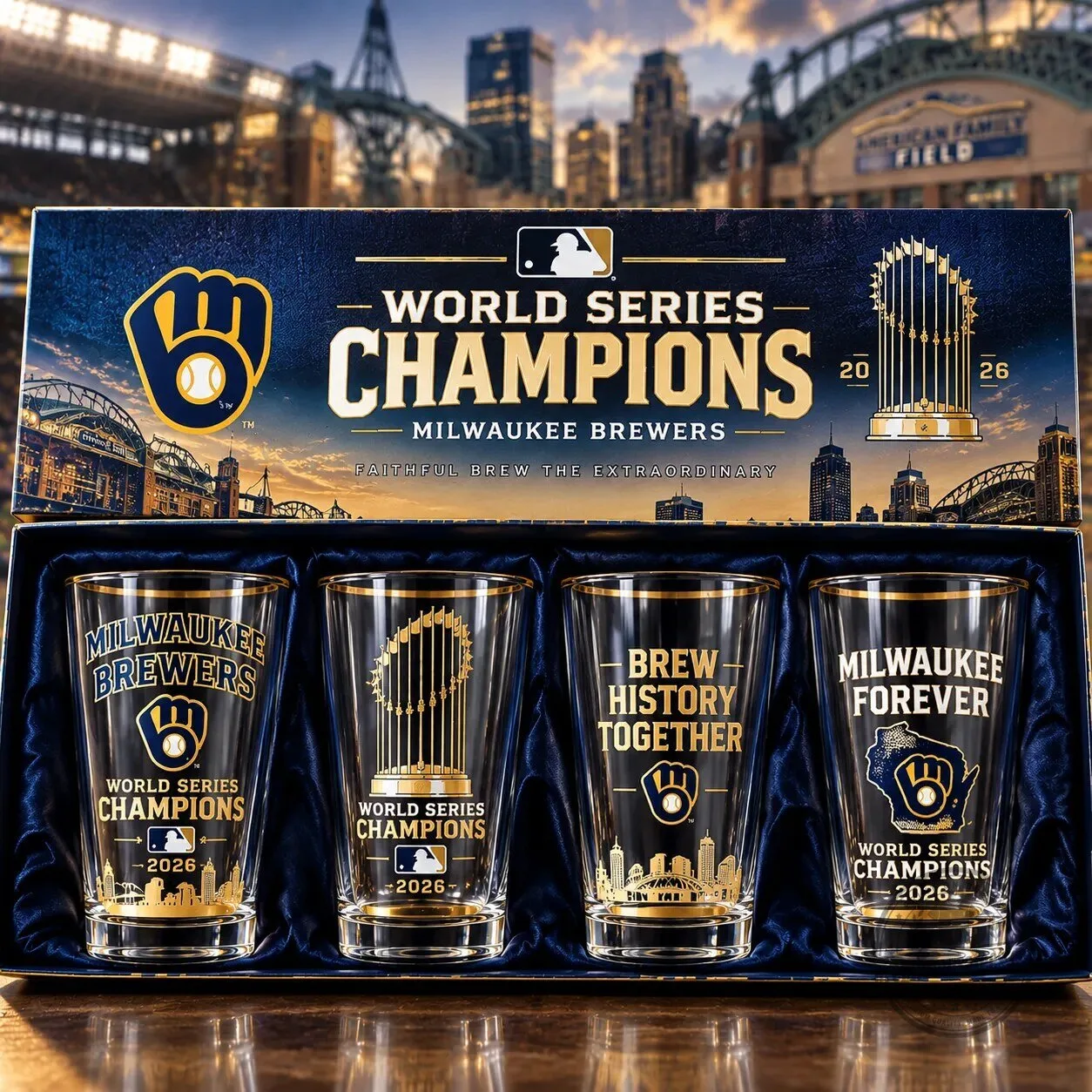 Milwaukee Brewers World Series Champions 2026 Glassware Set
