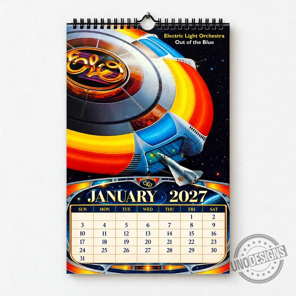 Electric Light Orchestra 2027 Wall Calendar - Vintage Classic Rock Music Gift 2D 17 Electric Light Orchestra 2027 Wall Calendar - Vintage Classic Rock Music Gift 2D