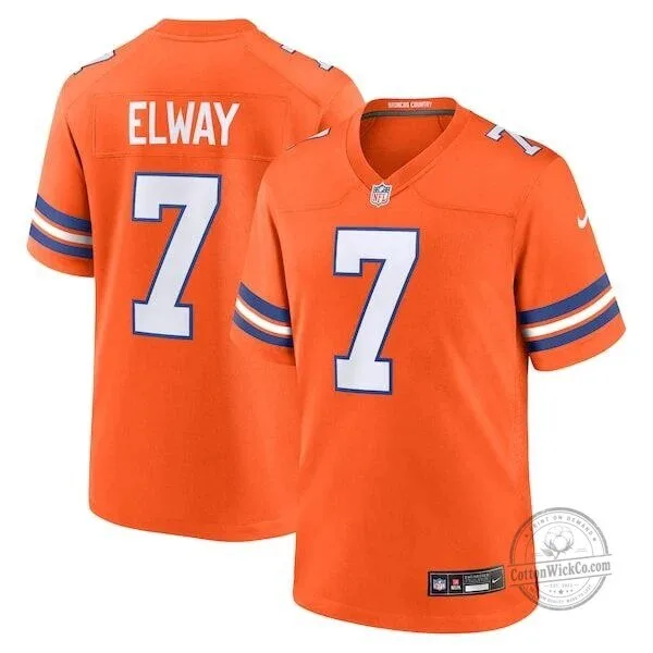 Denver Broncos John Elway Orange Football Jersey Number 7 NFL Throwback 8 Denver Broncos John Elway Orange Football Jersey Number 7 NFL Throwback