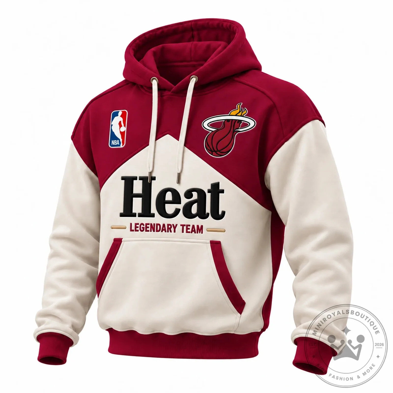 Miami Heat NBA Legendary Team Red and Cream Pullover Hoodie