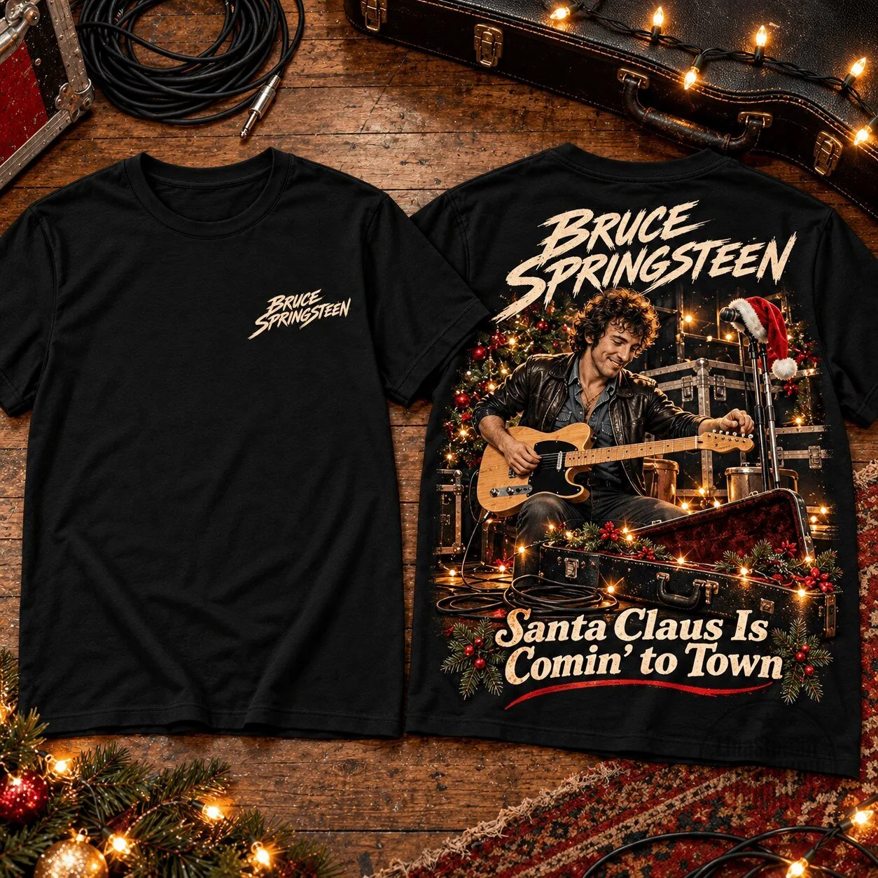 Bruce Springsteen Santa Claus Is Comin' to Town Christmas Holiday T-Shirt