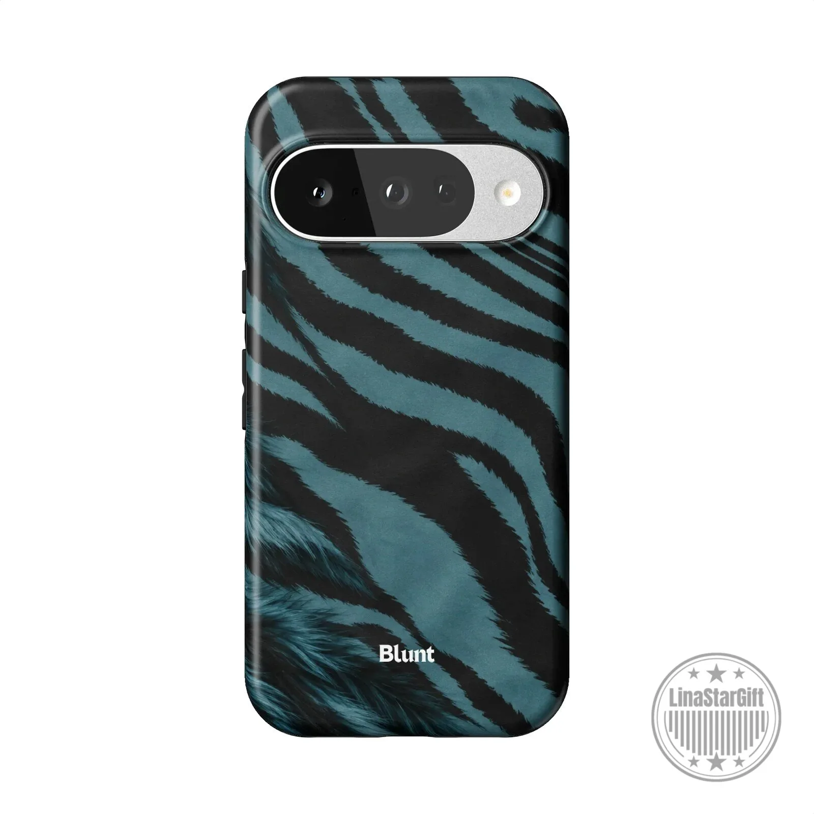 Blue Tiger Stripe Pixel Phone Case with Blunt Logo Design 13 Blue Tiger Stripe Pixel Phone Case with Blunt Logo Design