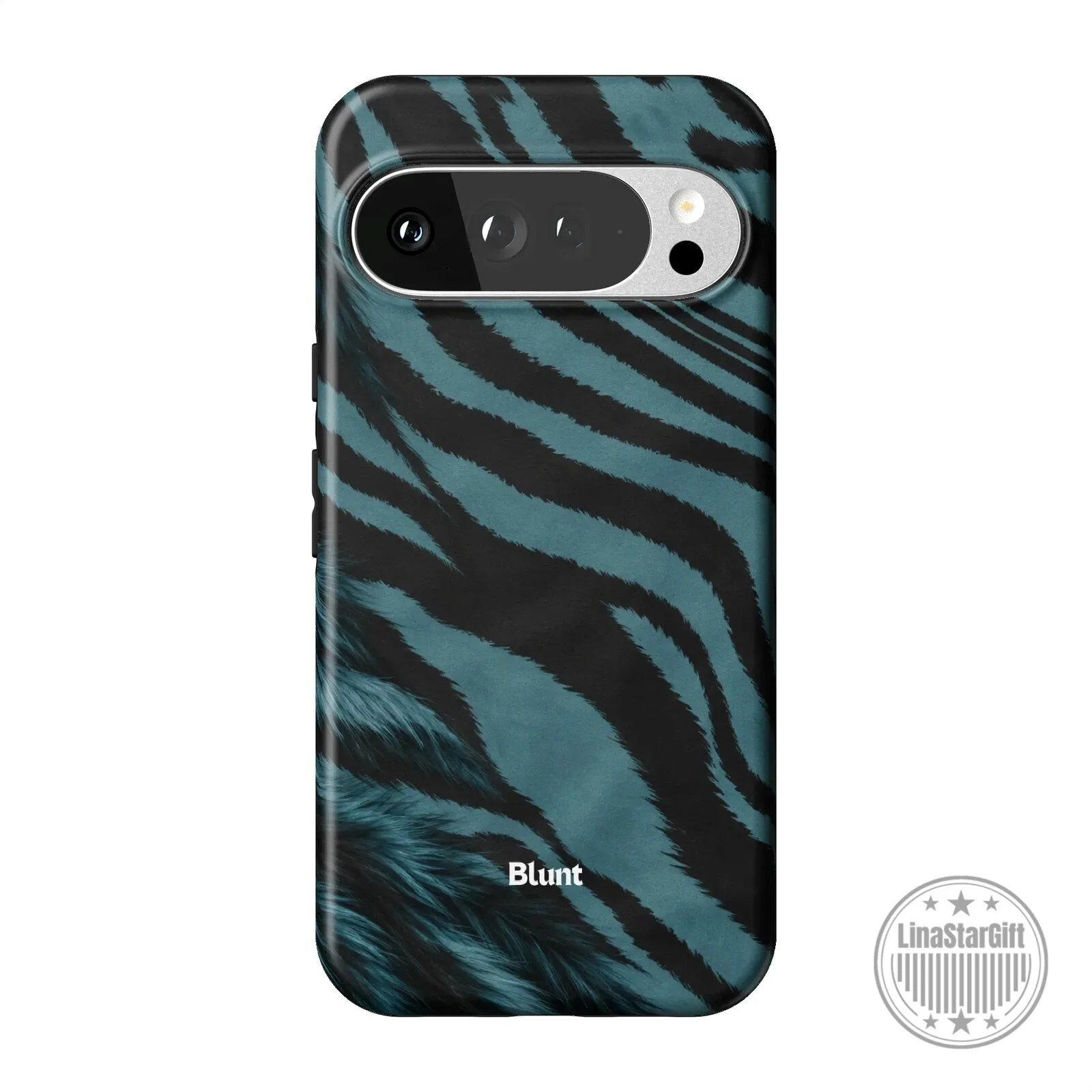 Blue Tiger Stripe Pixel Phone Case with Blunt Logo Design 15 Blue Tiger Stripe Pixel Phone Case with Blunt Logo Design