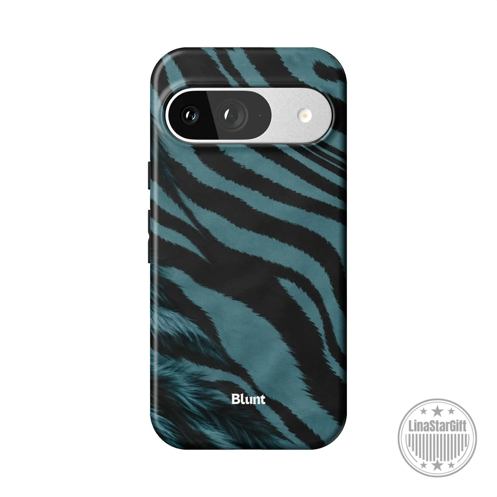 Blue Tiger Stripe Pixel Phone Case with Blunt Logo Design 16 Blue Tiger Stripe Pixel Phone Case with Blunt Logo Design