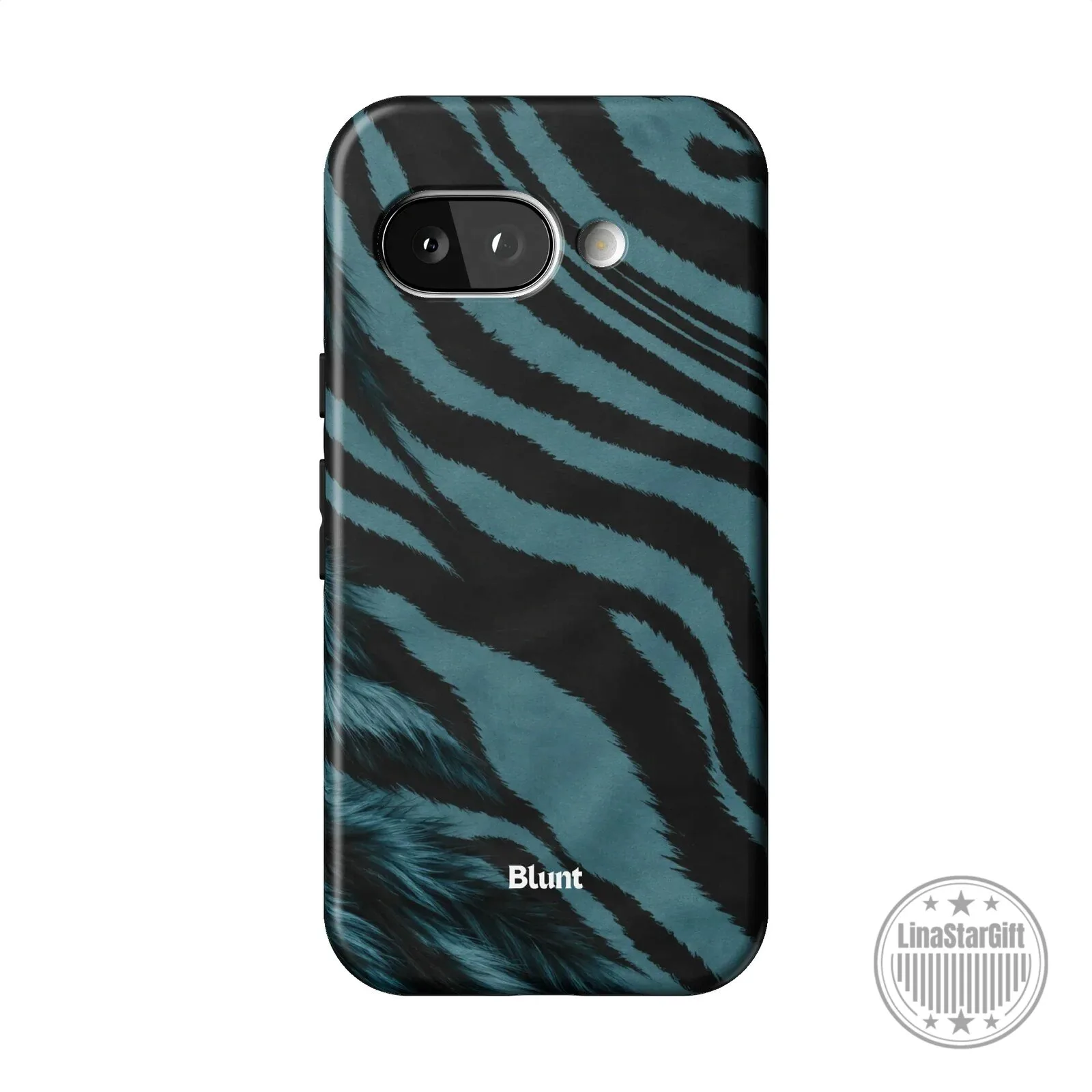 Blue Tiger Stripe Pixel Phone Case with Blunt Logo Design 17 Blue Tiger Stripe Pixel Phone Case with Blunt Logo Design