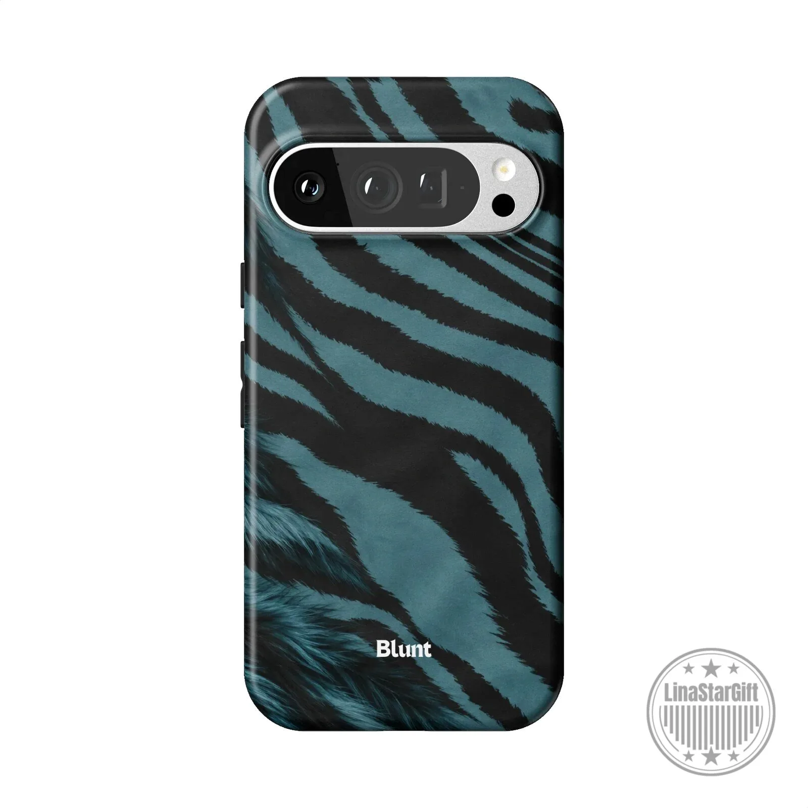 Blue Tiger Stripe Pixel Phone Case with Blunt Logo Design 18 Blue Tiger Stripe Pixel Phone Case with Blunt Logo Design