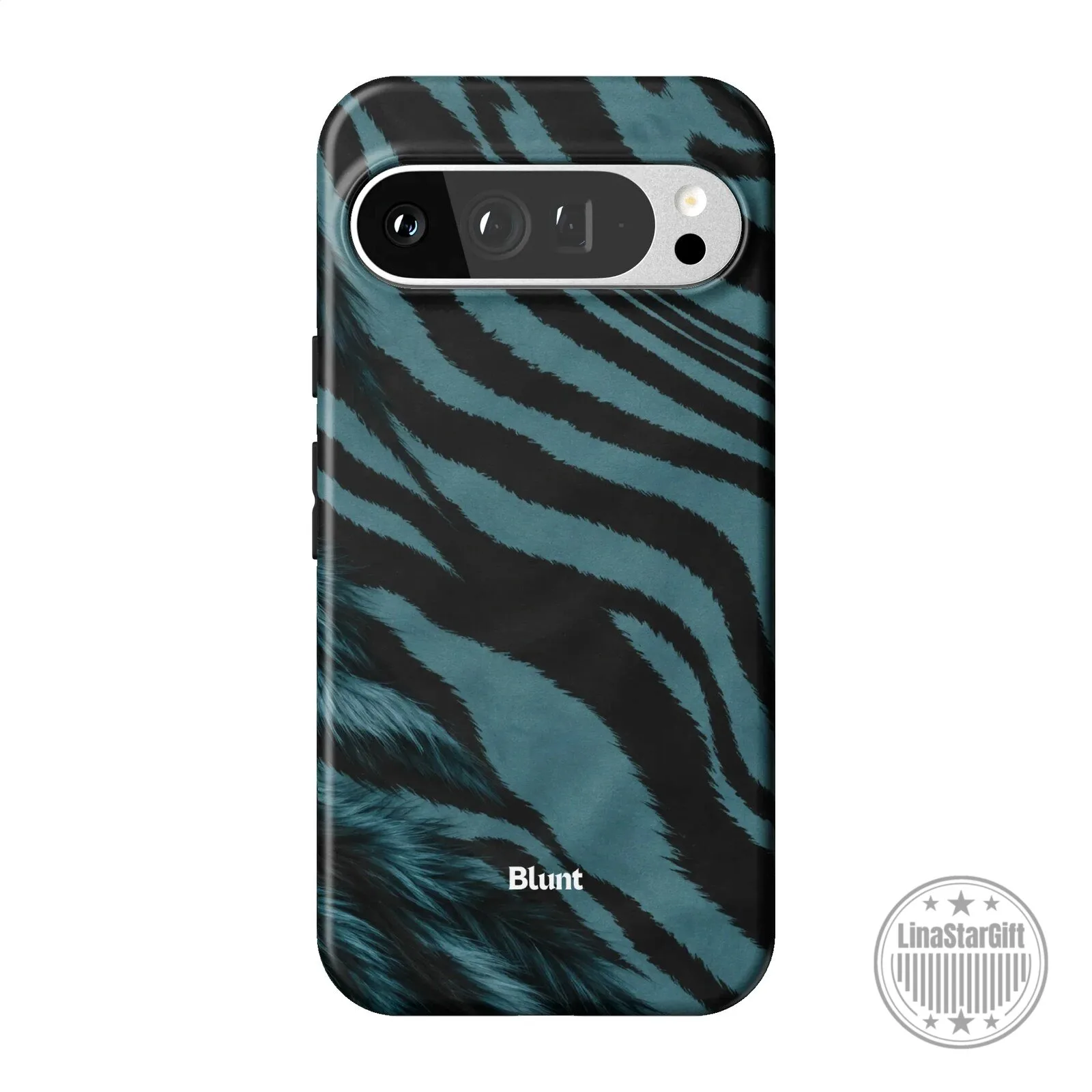 Blue Tiger Stripe Pixel Phone Case with Blunt Logo Design 19 Blue Tiger Stripe Pixel Phone Case with Blunt Logo Design