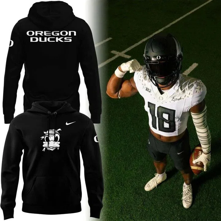 Oregon Ducks Football Team Mascot Black Pullover Hoodie for Men and Women 3 Oregon Ducks Football Team Mascot Black Pullover Hoodie for Men and Women