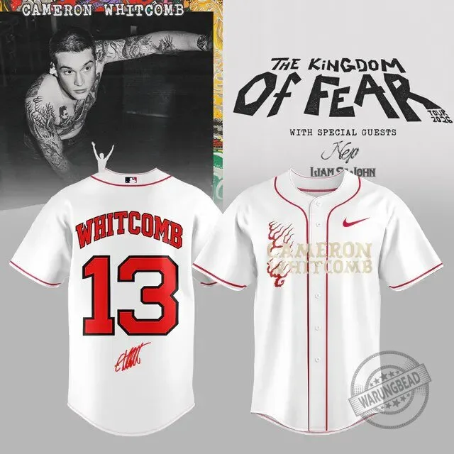 Cameron Whitcomb The Kingdom of Fear Tour White Baseball Jersey