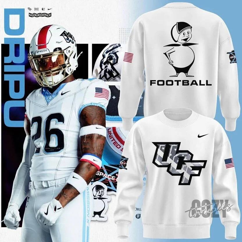 White Crewneck Sweatshirt for UCF Knights Football - Mission X SpaceU Edition