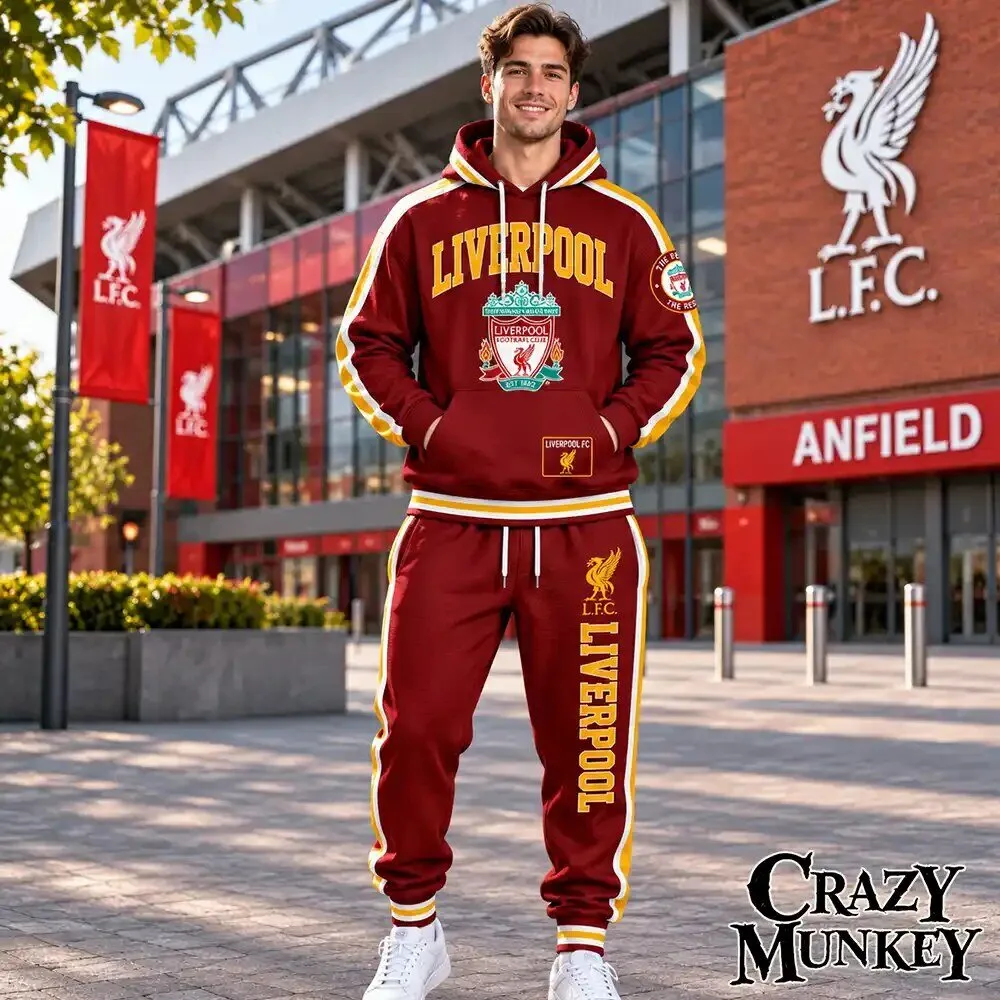 Liverpool FC Red Football Waffle Hoodie Sweatpants Set | Apparel 3 Liverpool FC Red Football Waffle Hoodie Sweatpants Set | Apparel