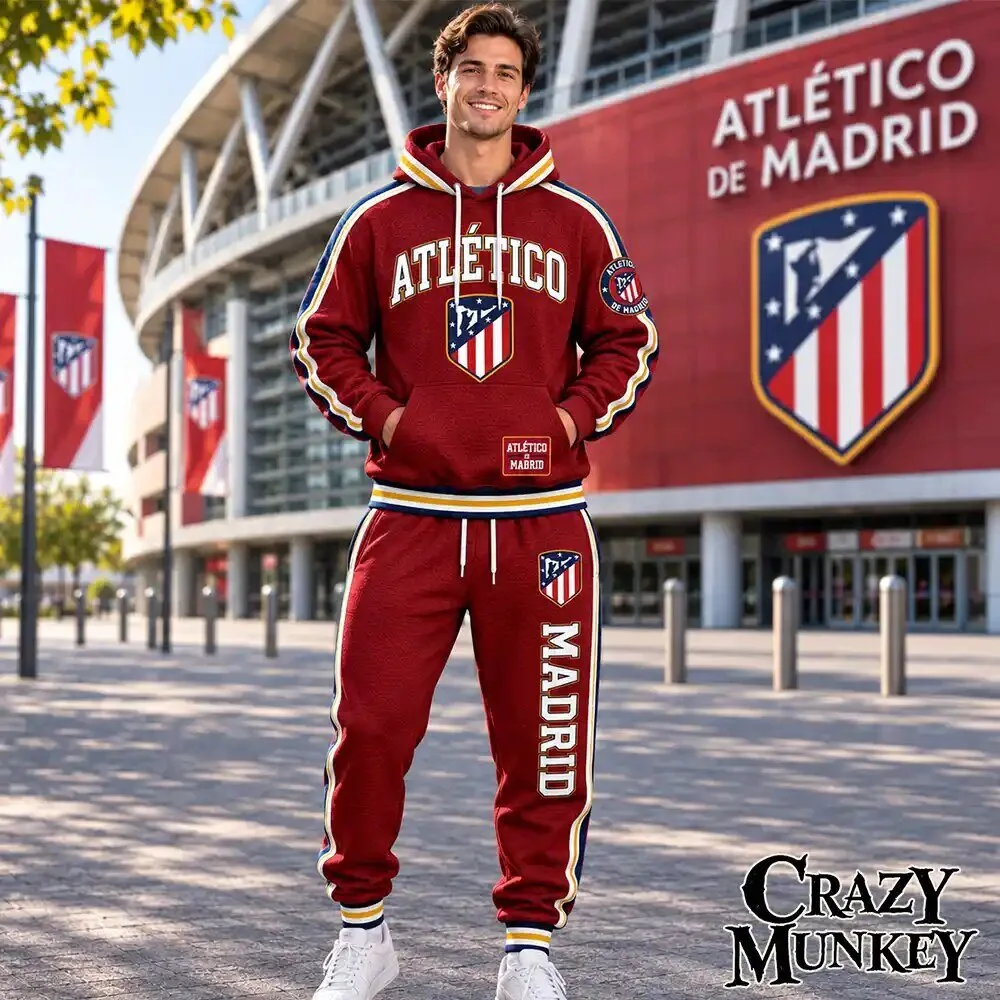 Atletico Madrid Burgundy Red Waffle Hoodie Sweatpants Set | Apparel 3 Atletico Madrid Burgundy Red Waffle Hoodie Sweatpants Set | Apparel