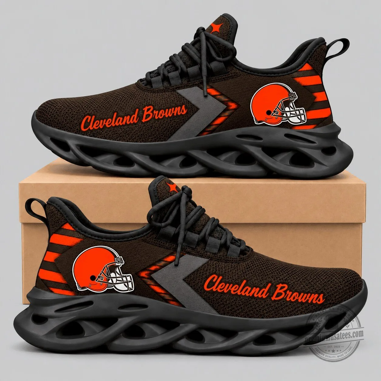 Script Wordmark Wave Sole Sneakers for Cleveland Browns in the NFL 1 Script Wordmark Wave Sole Sneakers for Cleveland Browns in the NFL