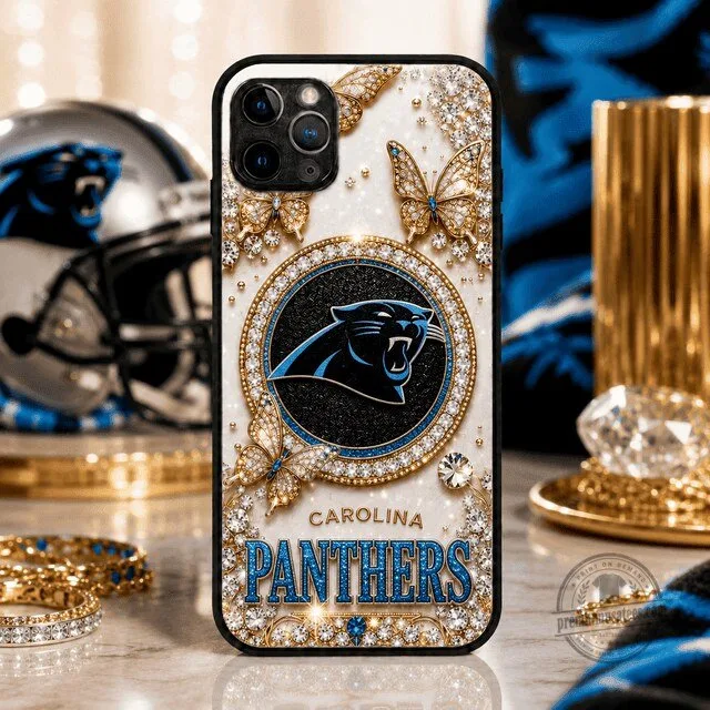 Carolina Panthers NFL Football Team Rhinestone Butterflies Phone Case 1 Carolina Panthers NFL Football Team Rhinestone Butterflies Phone Case